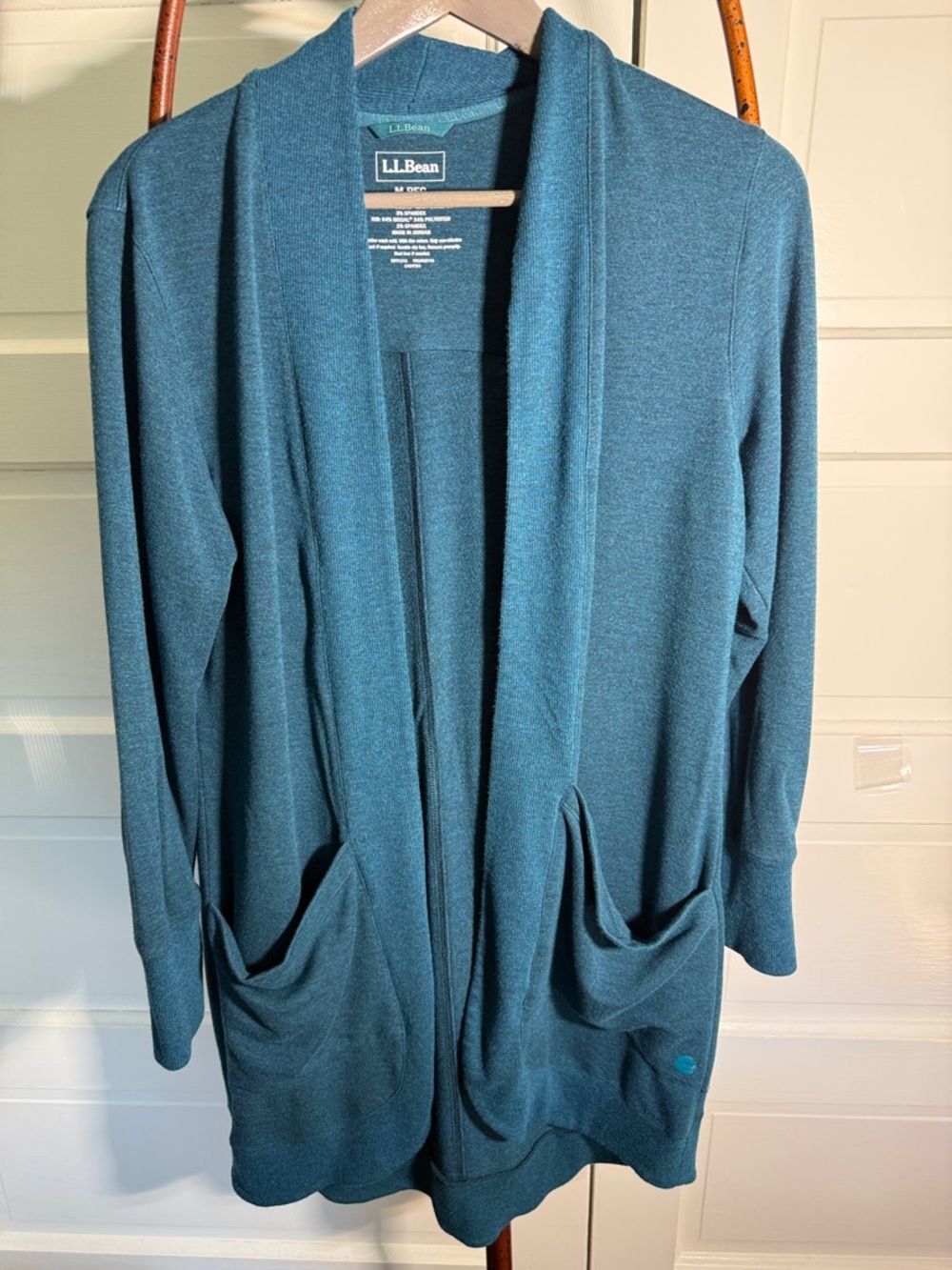L.L. Bean Slouchy Longline Modal Cardigan Oversized Pockets  Teal M